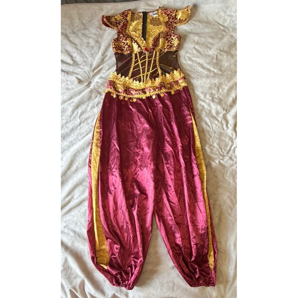 InCharacter Arabian Princess Costume Burgundy Gold Brocade Jumpsuit Womens Large